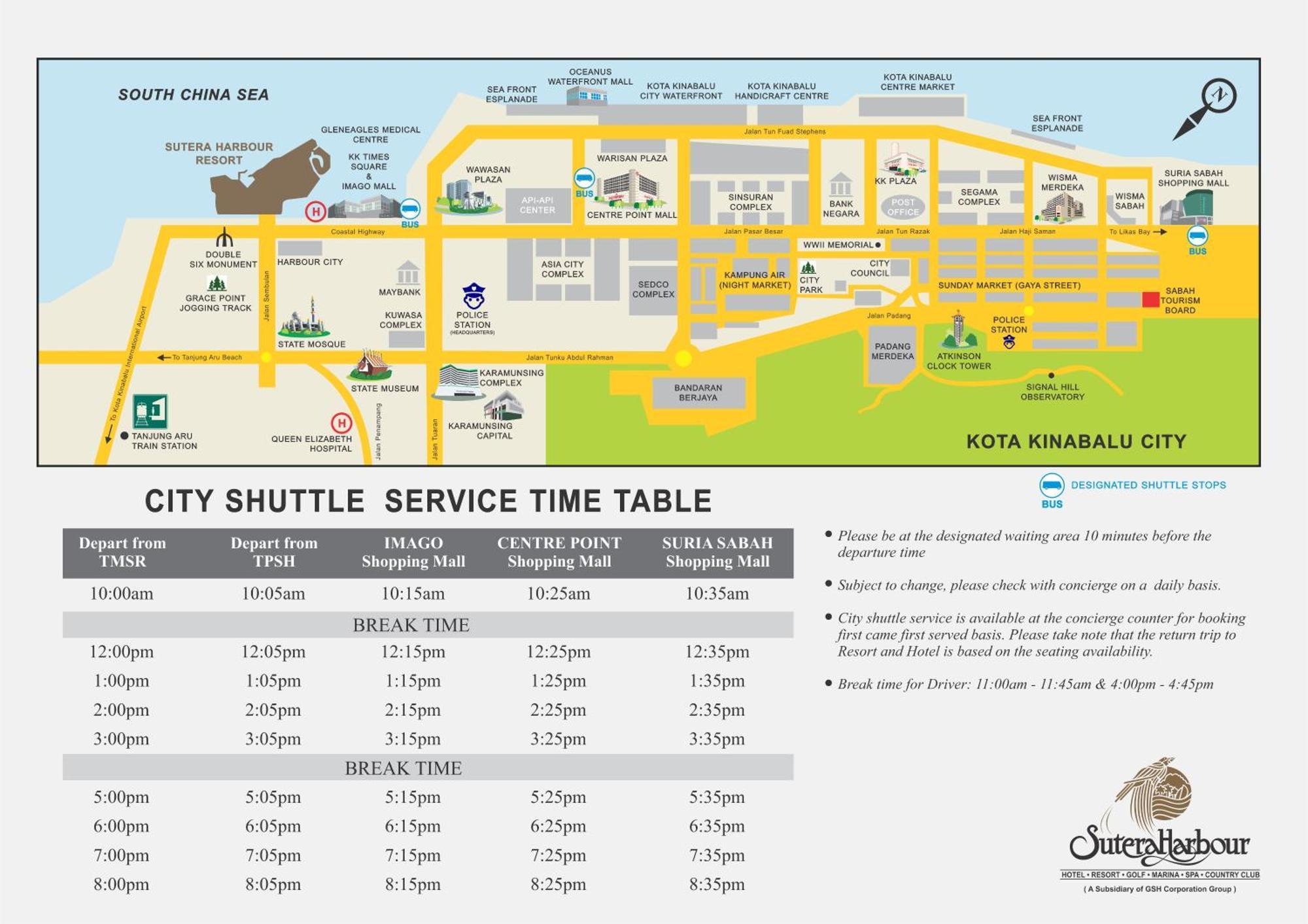 Отель The Pacific Sutera Кота-Кинабалу Экстерьер фото City Shuttle Service Timetable